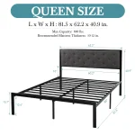 HOOMIC Metal Bed Frame with Upholstered Finely Stitched Headboard, Linen Fabric, Sturdy Foundation, No Box Spring Needed 6