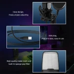 USB Microphone RGB Microfone Condensador noise reduction Wire Game Mic for Podcast Recording Studio Streaming Laptop Desktop PC 6