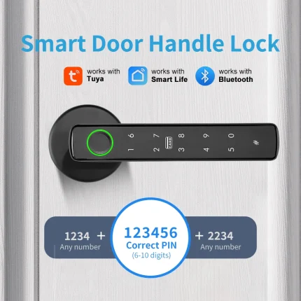 Tuya Smart Door Lock Bluetooth Fingerprint Recognition Electronic Lock Smart Life Home Automation System Supports Hotel Office