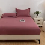 1PC waterproof soft skin frosting solid color bed cap dust cover Mattress cover sheet (pillow case and pillow core not included) 4