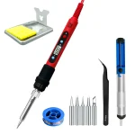 Digital Soldering Iron Set Kit 80W with ON/OFF Switch Adjustable Temperature LCD Welding Tools Ceramic Heater Soldering Tips 2