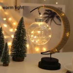 Creative Night Light Moon White Ball Table Lamp Nordic Style LED Iron Night Light Romantic Warm Room Bedroom Decorative Light 3