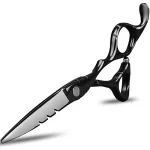 Japan 440C Titanium Qlating Barber Professional Scissors for Hairdresser 5.5 / 6.0 Cutting Thinning Black Hair Scissor Shears 2