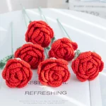 1/3pcs Artificial Flowers Handmade Crochet Rose Finish Product Outdoor Garden Wedding Bridal Bouquets Home Bonsai Party Diy Gift 3