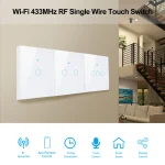 WiFi Smart Switch EU Light Wall Touch Switch 220V No Need Neutral Wire Tuya Smart Life Work with Alexa Google Home 1/2/3Gang 3