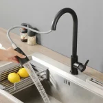 Kitchen Faucets Brushed Nickel Pull Out Kitchen Sink Water Tap Deck Mounted Mixer Stream Sprayer Head Hot Cold Taps Sliver 3