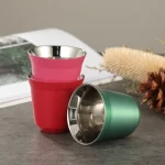 Summer New Simple Flat Bottom Cup Stainless Steel Double-layer Inner Tank Capsule Coffee Cup High-grade Solid Color Water Cup 2