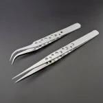 Industrial Tweezers Electronics Anti-static Curved Straight Tip Precision Stainless DIY Hand Tools Sets Forceps Phone Repair 2