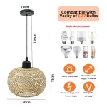 Bamboo Pendant Lamp Hanging Lamp Handmade Rattan Chandelier Fixture Restaurant Dining Room Indoor Lighting AC85-260V 6