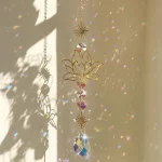 sun catcher crystal lotus hanging crystal colored glass sun catcher outdoor decoration rainbow maker prism chakra garden decorat 5