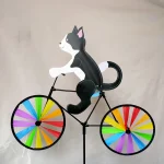 Animal Riding Three-dimensional Cartoon Modelling Windmill Creative Bicycle Wind Spinners Standing Pole Garden Yard Decoration 4