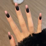 24pcs Glossy Black Fake Nails Set Press On Nail Tips Solid Color Long Stiletto Removable Artificial Nails Decoration Nail Art 6