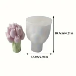 Tulip Bouquet Silicone Mold Suitable for DIY Aromatic Candle, Plaster and Resin Decoration, Flower Theme Irregular Shape Handmad 2