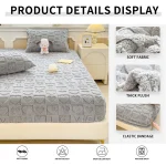 Jacquard Winter Thick Warm Coral Plush Mattress Cover High Elasticity Anti-Slip Breathable Suitable Bedroom Soft Bed Sheet 3