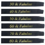 Gold Glitter Birthday Sash 30 40 50 60 70 80 Fabulous Satin Sash for 30th 40th 50th 60th 70th 80th Birthday Party Decor Supplies