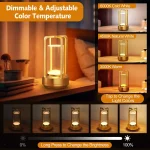 Cordless Rechargeable Portable Table Lamp - 3 Color Dimmable Metal Light for Home & Outdoor 4