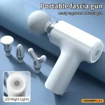 HOMEFISH  Portable Electric Massage Gun  with 4 Interchangeable Heads & LED Light for Full Body Relaxation Electric Massage Gun
