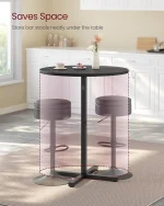 Modern Round Cocktail Table Set of 2, High Top Bar Pub Table with Metal Frame, Easy Assembly for 2-3 People, Ebony Black 5