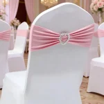Wedding Decoration Spandex Chair Sash With Love Heart Buckle Stretch Bow Tie For Birthday Party Holiday Festival Celebration 6