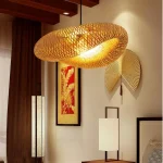 HandMade Vintage Bamboo Weaving LED Pendant Light Home Hanging Chandelier Lighting Living Room Kitchen Rattan Woven Lamp 4