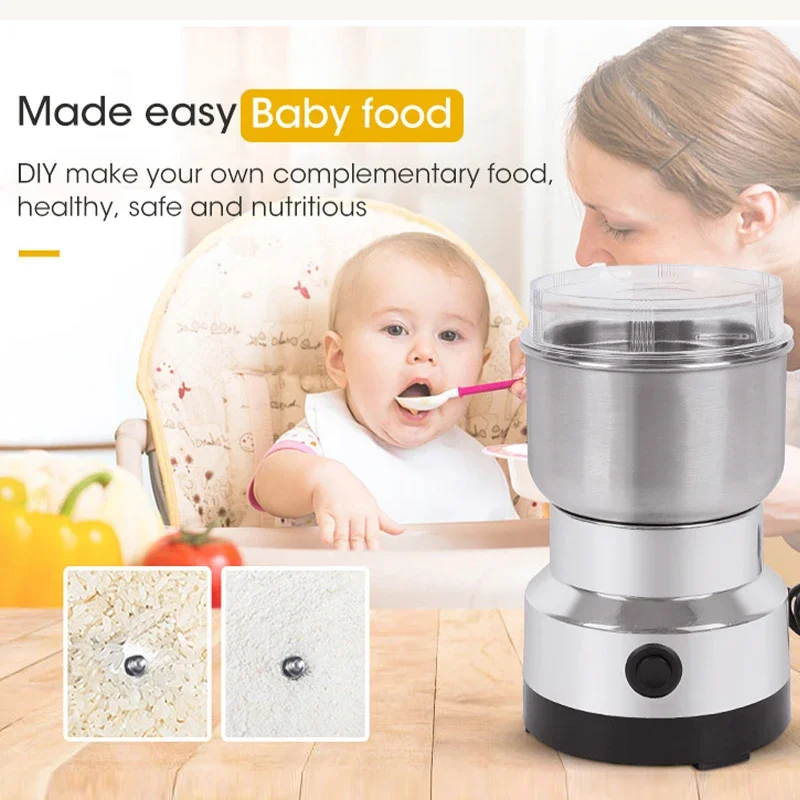 Mini Electric Grinder 300ml Ultrafine Pulverizer for Baby Food Coffee Spice Pepper Grain Mill with 2/4 Blades Household Use Mini Electric Grinder 300ml Ultrafine Pulverizer for Baby Food Coffee Spice Pepper Grain Mill with 2/4 Blades Household Use