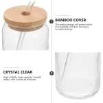 1 Pcs Available Mason Jars Coffee Mug with Straws Lids Iced Coffee Glasses Beverage Juice Cups for Cocktail Whiskey 4
