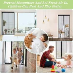 Heavy Duty Magnetic Screen Door Mesh Curtain Mosquito Net Bug Hands Free Partition Mute Striped Door Curtain Bedroom Ventilation 4