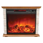 LifeSmart Electric Fireplace Heater w/ 3 Heating Elements, 1500W, Faux Stone & Oak Wood - Mounted Indoor Infrared, Customized