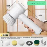 Electric Spin Scrubber,Bathroom Cleaning Brush Power Scrubber with 5 Replaceable Brush Heads, Electric Cleaning Brush 2