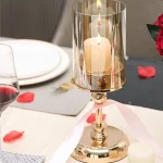 1pc Golden Glass Candle Holders for Pillar Candle Candlestick for Dining Coffee Table Wedding Events Parties Home Decor 3