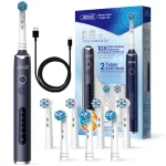 Seago Rotating Electric Rechargeable Toothbrush Teeth Cleaning with 8 Brush Toothbrush Heads 5 Modes Portable Smart Timer