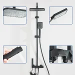 Rozin Black Smart Digital Display Shower Faucet Set Piano Style Rainlfall Bathroom System Grey Digital Mixer Tap Bidet Shower 2