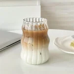 1pc Glass Cup 530ml Water Glasses Stripe Mug Heat-resistant Tumbler Drinkware Perfect For Tea Juice Milk Coffee For Party 6