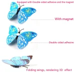 New Style 12Pcs Double Layer 3D Butterfly Wall Stickers Home Room Decor Butterflies For Wedding Decoration Magnet Fridge Decals 3