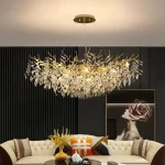 2025 Luxury Gold Crystal LED Chandeliers Living Dining Room Bedroom Lighting Lustre Ceiling Pendant Lamps Indoor Villa Lights Fi 2