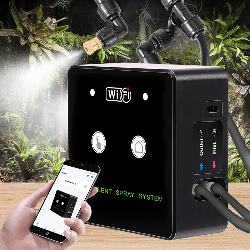Rainforest Sprayer WiFi Control Automatic Mist Rainforest Timing Spray System Kit Irrigation Timer Reptile Sprayer Humidifier Rainforest Sprayer WiFi Control Automatic Mist Rainforest Timing Spray System Kit Irrigation Timer Reptile Sprayer Humidifier