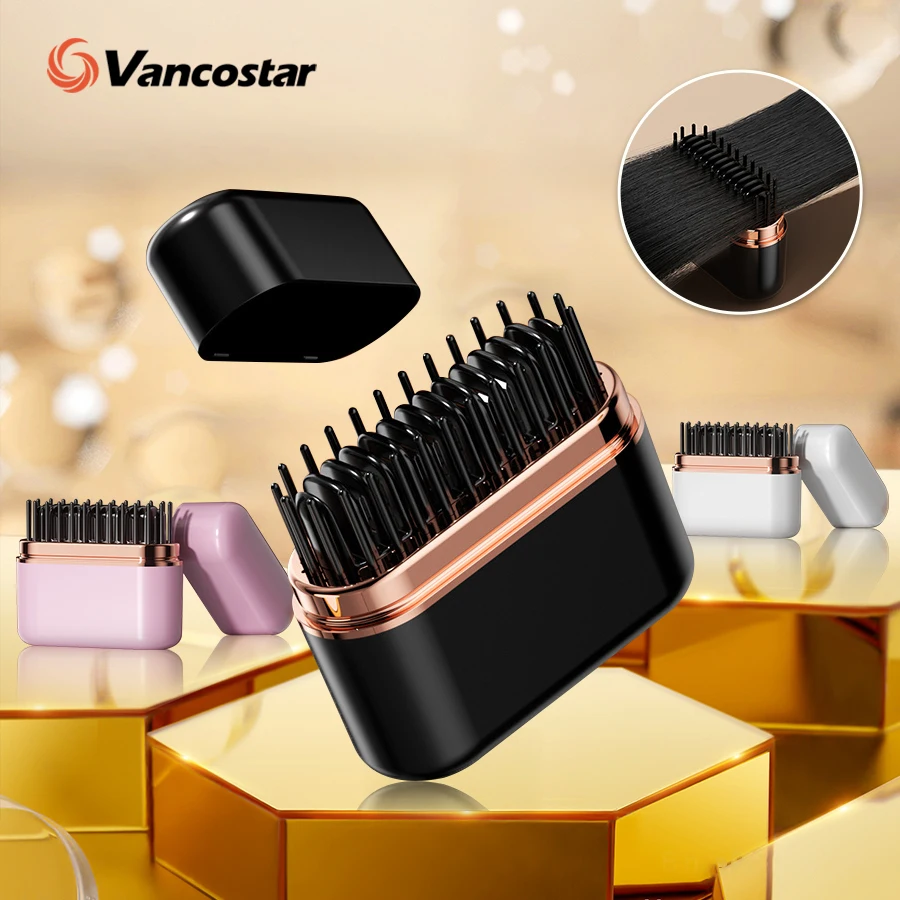 Portable Hair Straightener Brush Rechargeable Mini Smoothing Brush for Styling for Home Travel Gift Heated Electric Hair Brushes Portable Hair Straightener Brush Rechargeable Mini Smoothing Brush for Styling for Home Travel Gift Heated Electric Hair Brushes