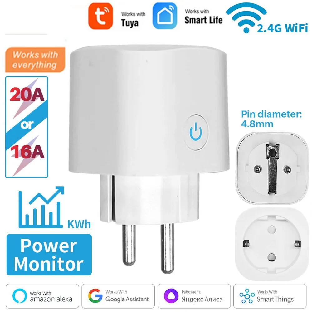 Smart Plug WiFi Socket EU 16A/20A With Power Monitor Timing Function Tuya Smart Life APP Works With Alexa Google Home Smart Plug WiFi Socket EU 16A/20A With Power Monitor Timing Function Tuya Smart Life APP Works With Alexa Google Home