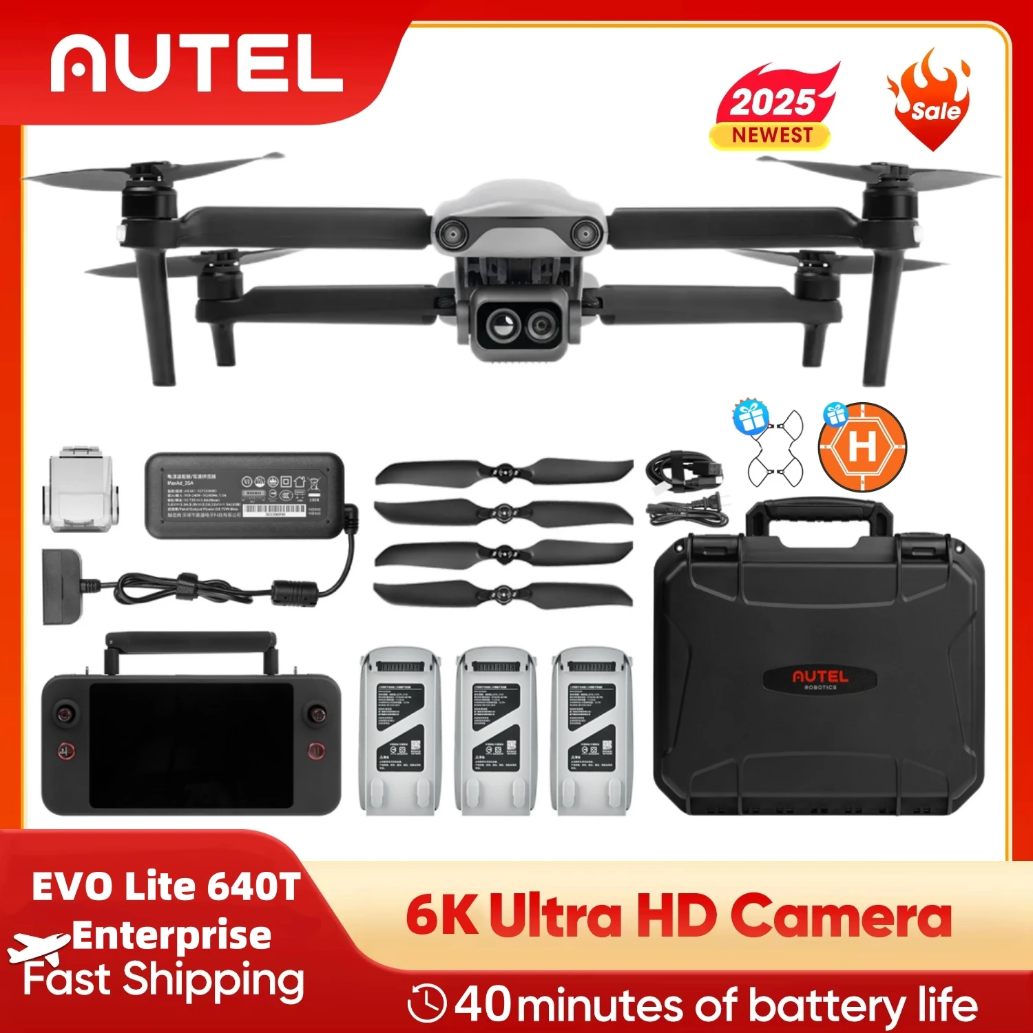 Autel Robotics EVO Lite 640T Enterprise Thermal Drone 16x Digital Zoom Dual Camera 6K Professional Drones AI Target Recognition Autel Robotics EVO Lite 640T Enterprise Thermal Drone 16x Digital Zoom Dual Camera 6K Professional Drones AI Target Recognition