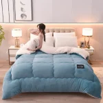 2025 popular solid color winter thickened milk fleece quilt lamb fleece winter quilt single double quilt to keep warm 4