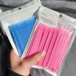 Brush Lash Extension 100Pcs Eyelash Cleaning Micro Cotton Swab Individual Eyelashes Microbrush Beauty Makeup Clean Remover Tools 3