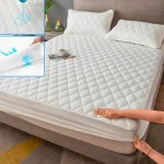 Waterproof Throw Mattress Cover Bed Fitted Sheet Mattress Protector Single/Double/140/160 Muti Size  Gray/White 3