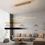 Gold 3-Light Linear LED Pendant Kitchen Light Modern Simple Style Dining Room Lighting Chandelier Dimmable 5
