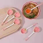 Kawaii Strawberry Ceramic Soup Spoon Cute Korean Ice Cream Hand Painted Coffee Dessert Long Handle Spoon Kitchen Accessories 2