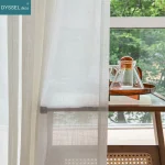 Modern Deco Linen Look Solid Home White Sheer European Style Window Curtains Grommet S Wave for Living Room Bedroom 3