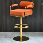Modern Luxury Bar Stools with Backrest and Gold Base Counter Swivel Bar Stool Custmized Color 2