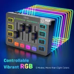 FIFINE Gaming Audio Mixer,Streaming 4-Channel RGB Mixer with XLR Microphone Interface,for Game Voice,Podcast,AmpliGame SC3 6