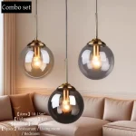 Modern Luxury Metal Chandelier Nordic Creative LED Glass Pendant Lamp Living Room Dining Room Bedside Simple Small Hanging Lamp 2