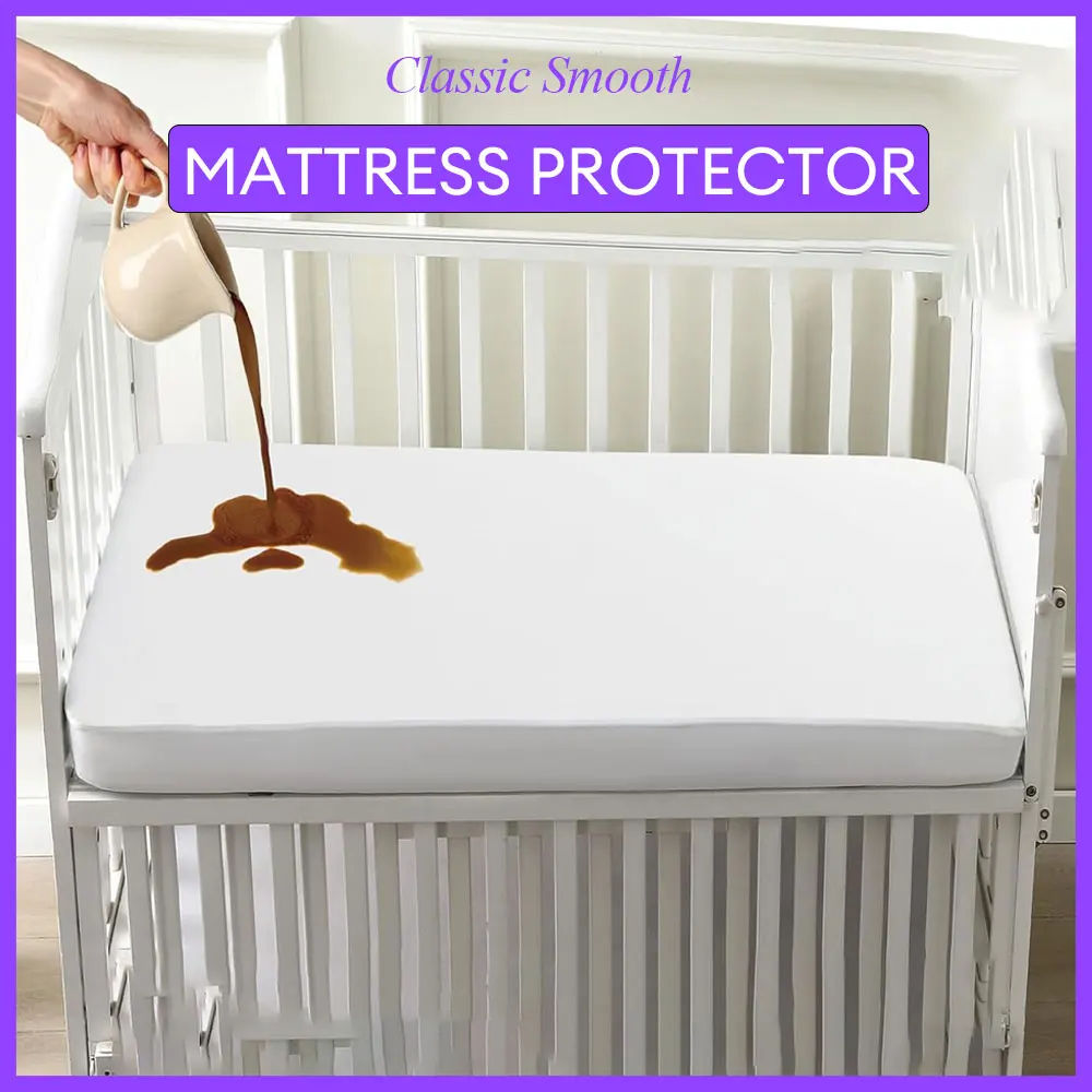 1pc Crib Mattress Protector Smooth Waterproof Mattress Cover Washable Anti Mites Bed Cover 1pc Crib Mattress Protector Smooth Waterproof Mattress Cover Washable Anti Mites Bed Cover