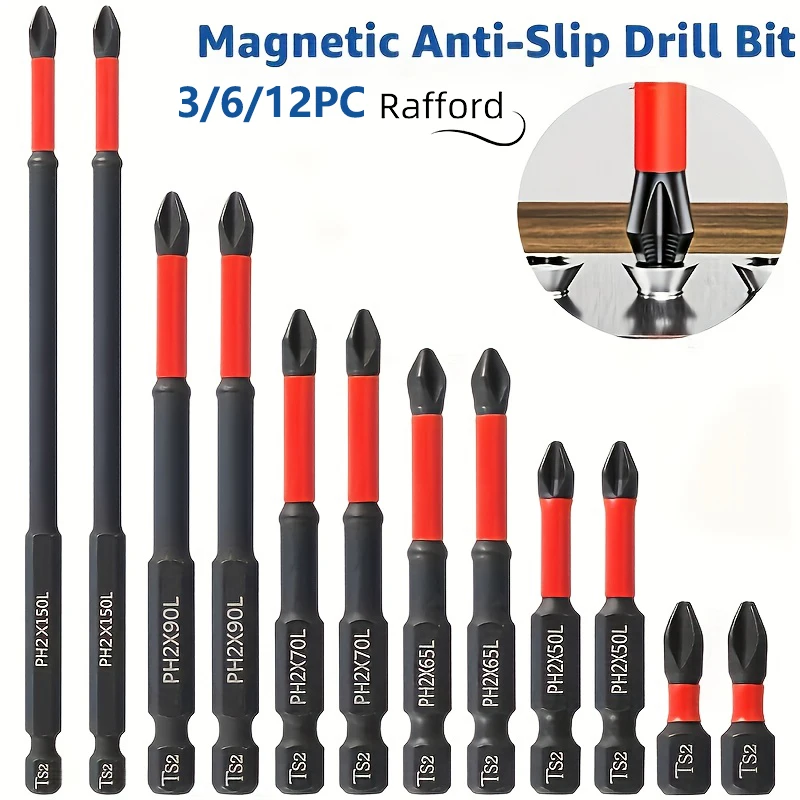Magnetic Non-Slip Drill Bit Set 3/6/12 Pieces, S2 Steel, Crosshead and Impact Drill Bits, Suitable for Electric and Hand Drivers Magnetic Non-Slip Drill Bit Set 3/6/12 Pieces, S2 Steel, Crosshead and Impact Drill Bits, Suitable for Electric and Hand Drivers